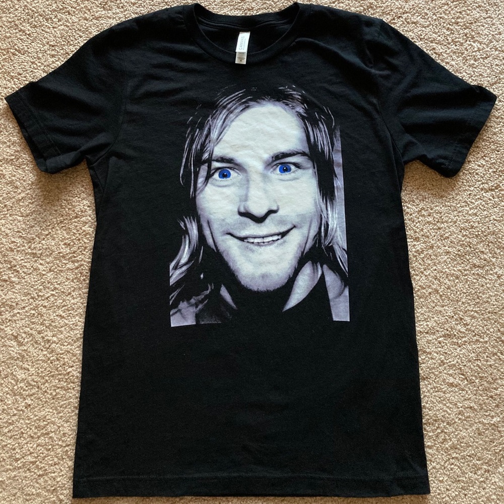 🔥 Rare Nirvana Kurt Cobain T Shirt S-M BellaCanvas 1990s Grunge Band Shirt